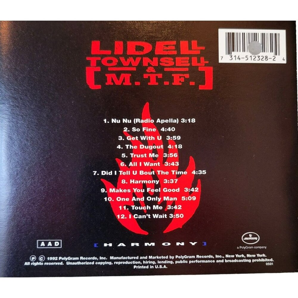 Harmony by Lidell Townsell & M.T.F. R&B Dance Music CD 37156cd - Picture 2 of 2